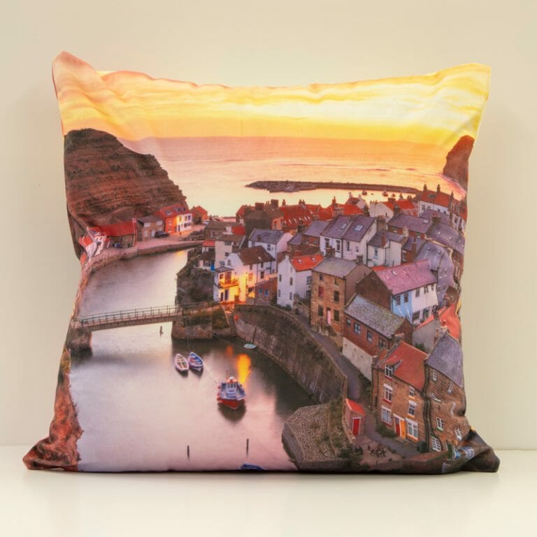 Staithes Sunset Sunrise Double Sided Velvet Cushion