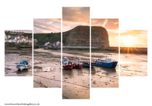 Staithes Fishing Fleet At Sunset 5PCS Wall Art