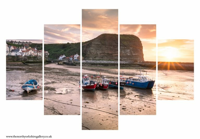 Staithes Fishing Fleet At Sunset 5PCS Wall Art