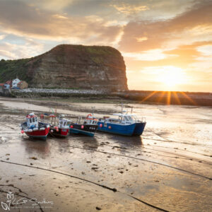 Staithes Fishing Fleet at Sunset Photo Slate