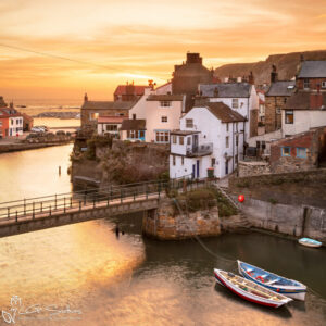 Staithes Harbour At Dawn Photo Slate