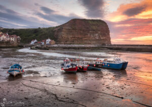 Staithes Harbour At Sunset