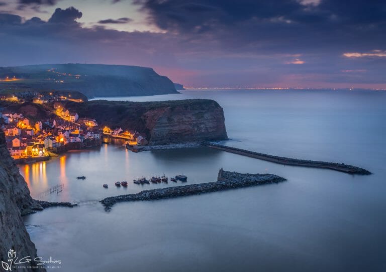Staithes Harbour Night Time