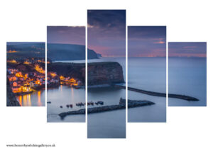Staithes Harbour At Night 5PCS Wall Art