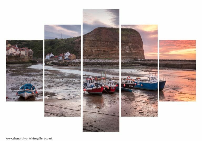 Staithes Harbour At Sunset 5PCS Wall Art