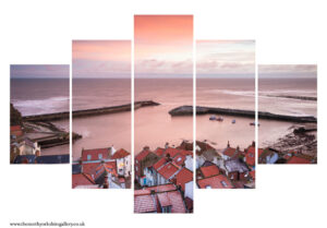 Staithes Harbour Escapes The January Snow 5PCS Wall Art