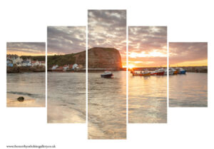 Staithes Harbour Sunset 5PCS Wall Art