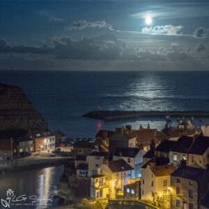 Staithes Moonrise Photo Slate