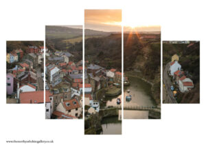 Staithes Village Winter Sunset 2020 5PCS Wall Art