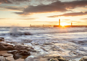 Sunrise On Whitby Beach