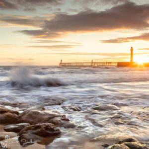Sunrise On Whitby Beach Photo Slate