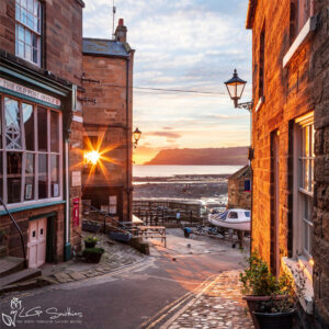 Sunrise Through The Bay Hotel Window Robin Hood's Bay Photo Slate