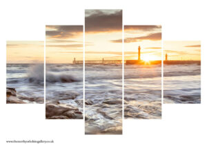Sunrise On Whitby Beach 5PCS Wall Art
