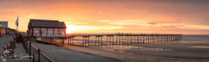 Sunset On Saltburn Beach Slim Panoramic