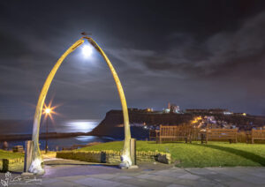 Super Moonrise Through Whitby Whalebones