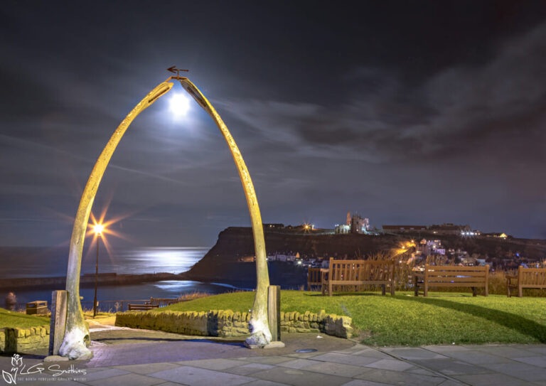 Super Moonrise Through Whitby Whalebones
