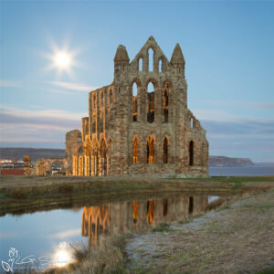 Super Moon Setting Over Whitby Abbey Photo Slate