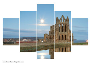 Super Moon Setting Over Whitby Abbey 5PCS Wall Art