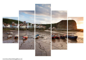 The Fleet In Staithes Harbour 5PCS Wall Art