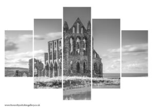 Whitby Abbey Black And White 5PCS Wall Art