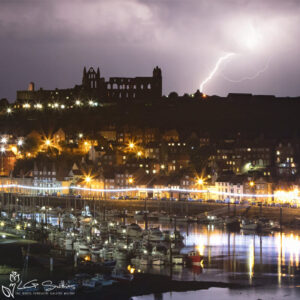 Whitby Abbey Lightning Photo Slate