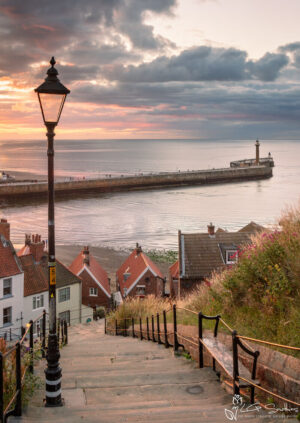 Whitby Abbey Steps At Sunset Portrait