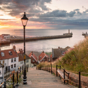 Whitby Abbey Steps At Sunset Photo Slate