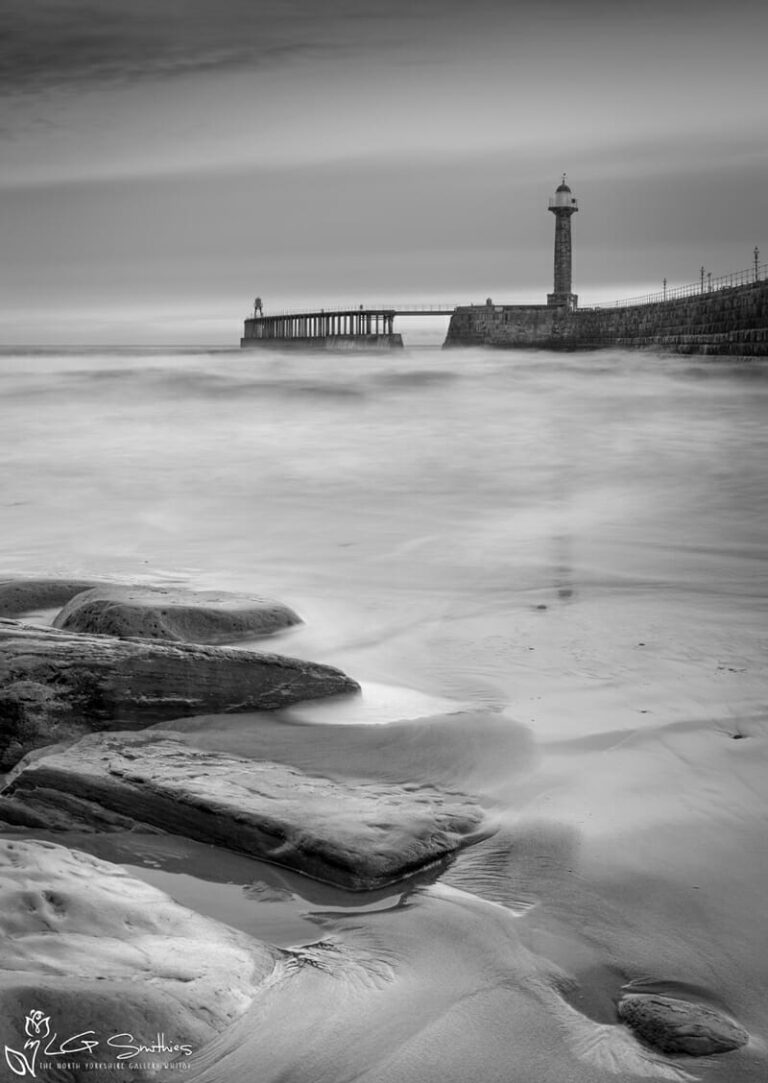 Whitby Beach Black and White