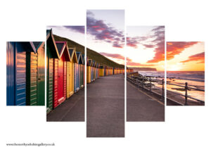 Whitby Beach Huts At Dusk 5PCS Wall Art