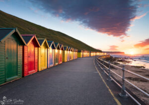 Whitby Beach Huts At Sunset