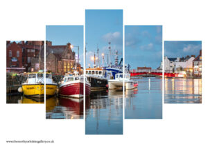 Whitby Harbour At Night 5PCS Wall Art