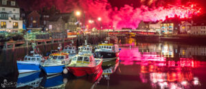 Whitby Harbour Fireworks Wide Panoramic