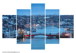 Whitby Harbour On A Winters Evening 5PCS Wall Art