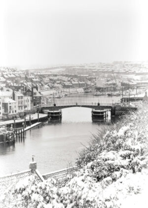 Whitby Harbour and Swing Bridge In The Snow