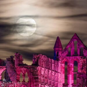 Whitby Moon Over Illuminated Abbey Photo Slate