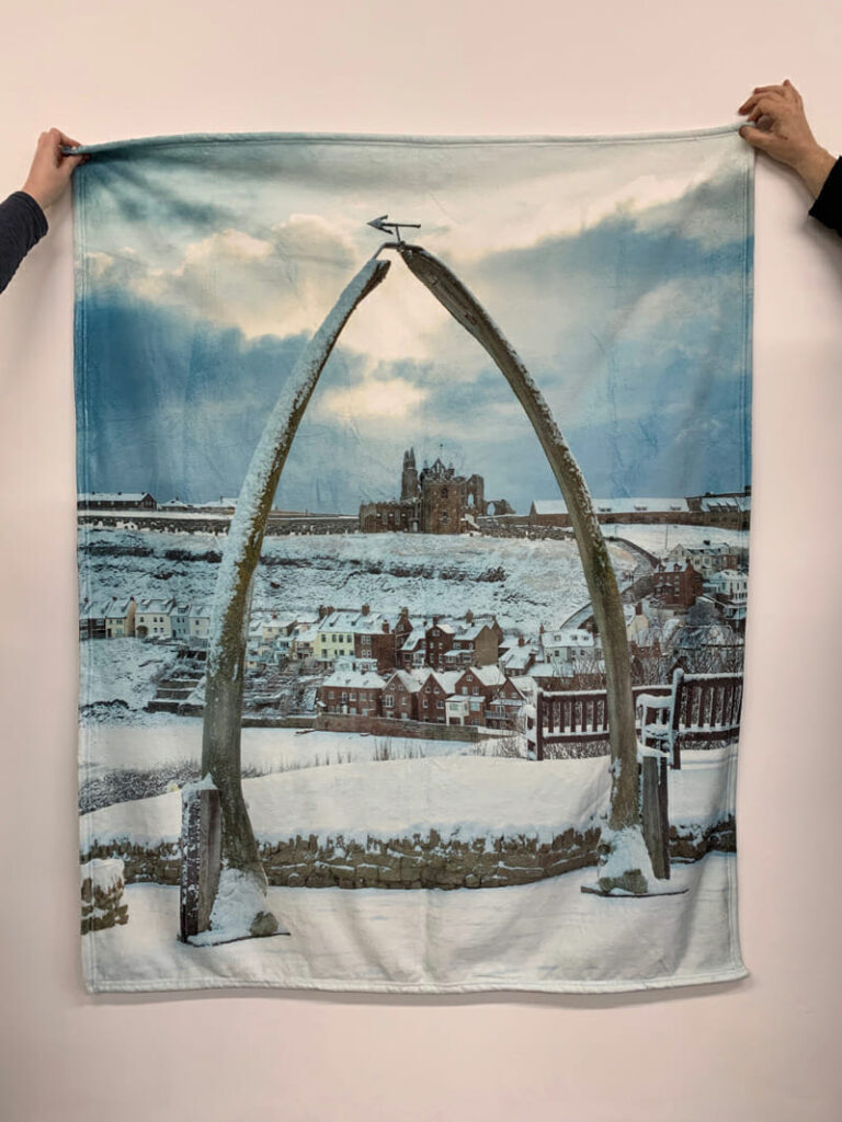Whitby Whalebones In The Snow Sherpa Blanket
