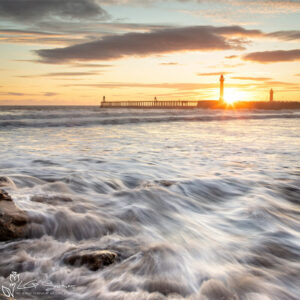 Whitby Beach Sunrise Photo Slate