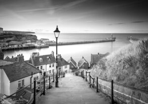 Whitby’s 199 Steps To The Abbey Black And White