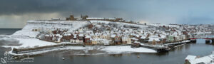 Whitby's Tate Hill To The Swing Bridge Snow Slim Panoramic