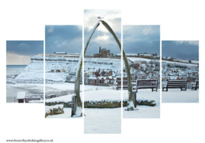 Whitby's Whalebones And Abbey After Snowfall 5PCS Wall Art