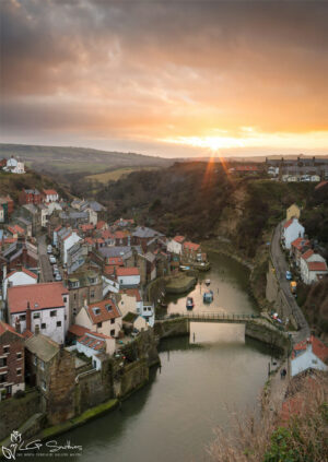 Winter Sunset Over Staithes Cottages