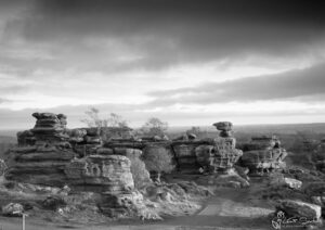 Winters Afternoon At Brimham Rocks Black And White