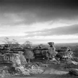 Winters Afternoon At Brimham Rocks Black And White Photo Slate