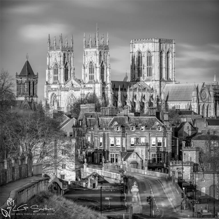 York From The City Walls Long Exposure Black And White Photo Slate