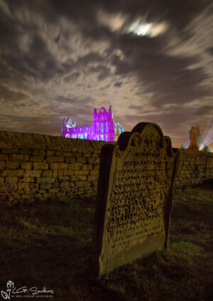 Purple Whitby Abbey from St Mary's