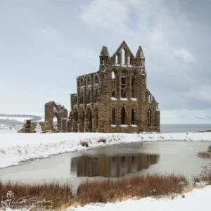 Whitby Abbey In The Snow Mini Foam Board Print