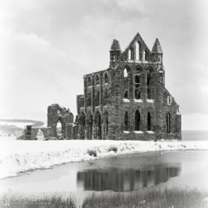 Snow Around Whitby Abbey Mini Foam Board Print