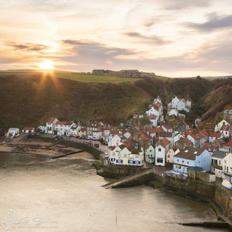 Staithes Beach Sunrise Mini Foam Board Print