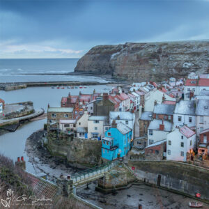 Staithes Cottages In The Snow Mini Foam Board Print