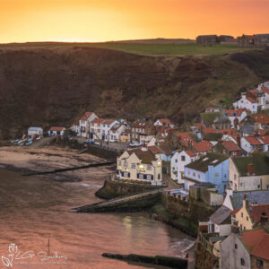 Staithes Harbour Winter Sunrise Mini Foam Board Print